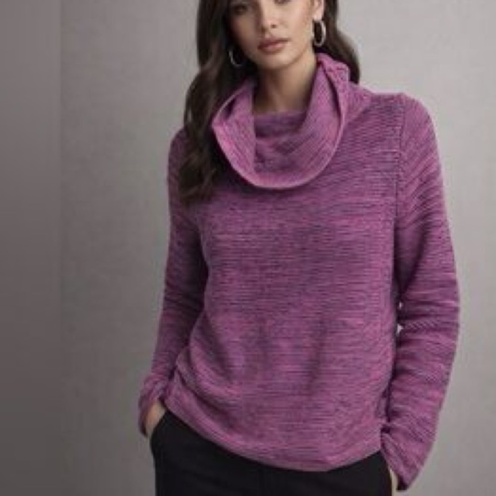 J. Jill Magenta Cowl Neck Knit Sweater in Pink/Purple